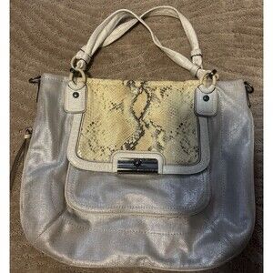 Limited Edition Coach Kristen Purse In Python Embossed Leather, Croc Leather